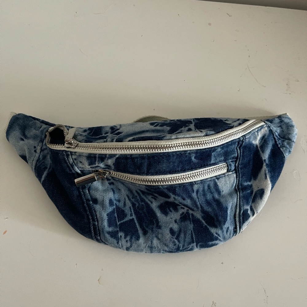 Tie dye denim Fanny pack